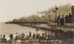 Worthing Pier Southern Pavilion on fire. Sept 10th, 1933